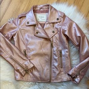 Girls pink faux leather jacket